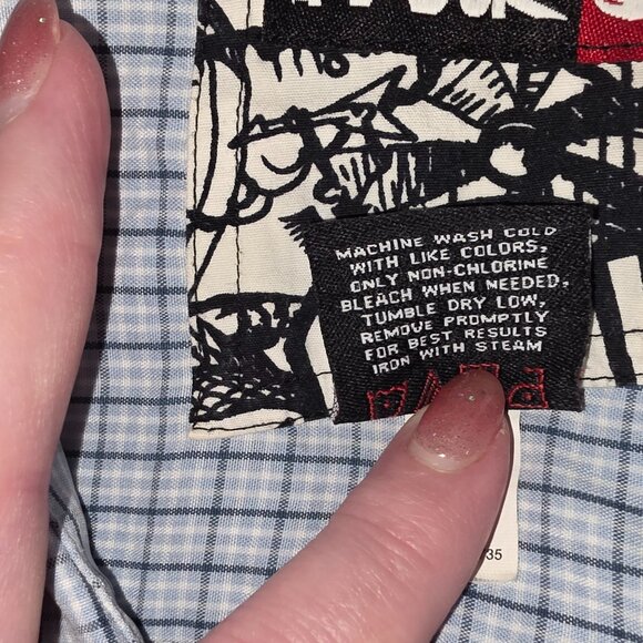 TONY HAWK MENS XXL 65% MODAL 35% POLYESTER BLUE WHITE PLAID SHORT SLEEVE SHIRT - Picture 6 of 9